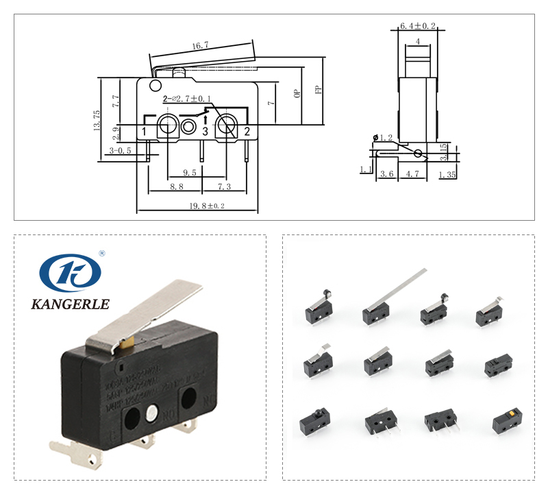 右侧PCB端子带柄中微动KW12-5A-2D插图