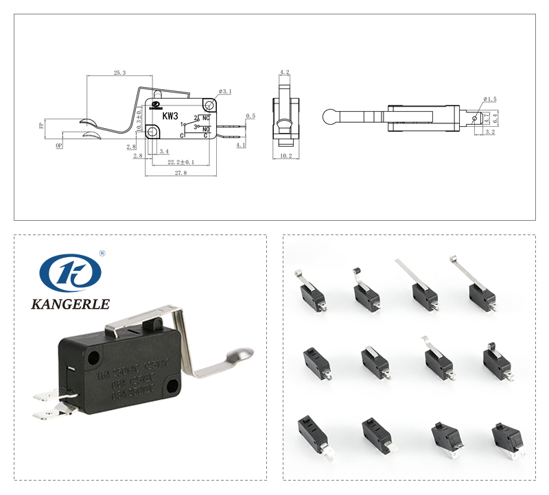 带Z柄行程开关洗衣机专用微动开关KW3-6C-13D-C插图
