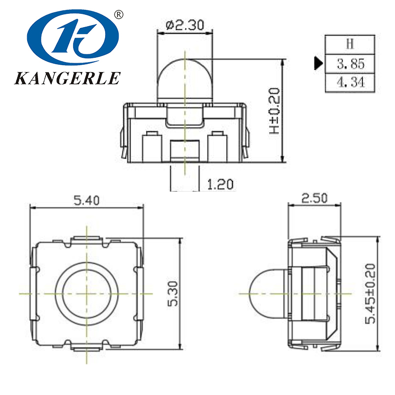 轻触开关KEL-E043-39插图